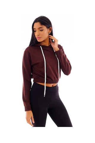 Gugus Basic Kapüşonlu Sweatshirt Acı Kahve