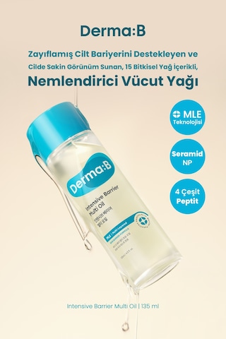 15 Bitkisel Yağ İçerikli, Hızlı Emilen, Nemlendirici Vücut Yağı Derma:b Intensive Barrier Multi Oil