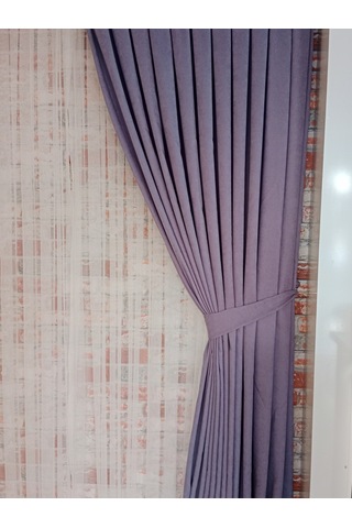 Lila Renk Fon Kadife Perde Çift Kanat 1/3 Sık Pileli Dikim V-30 Lila