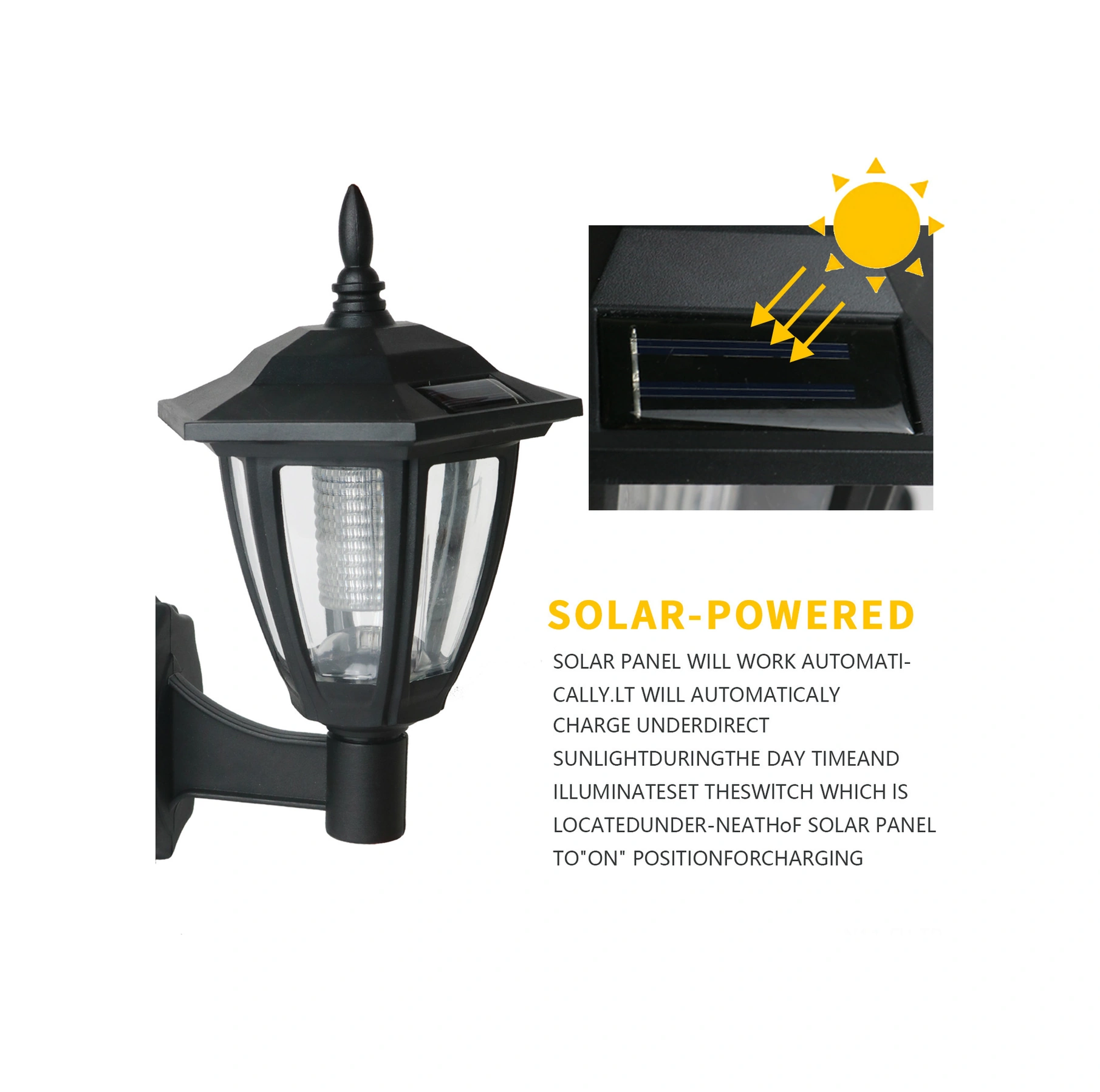 Folinda Ev Dışı Güneş Enerjili Duvar Lambası, Villa Bahçe Cephe Işığı, Yağmurlu Dayanıklı Led Aydınlatma, Ev Dışı Duvar Takımlı Işık Siyah