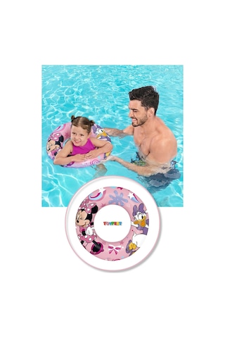 Minnie Mouse Disney Figürlü Deniz Havuz Çocuk Yüzücü Simit - 3 - 6 Yaş Arası - 56 Cm Açık Pembe