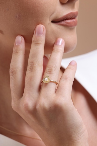 İstiridye Doğal İnci Yüzük Sarı