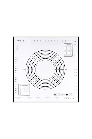 Youtek Silikon Hamur Hazırlama Matı - Ölçü Çizgili, Fırın Ve Barbekü İçin, Siyah, 29x26 Cm Siyah