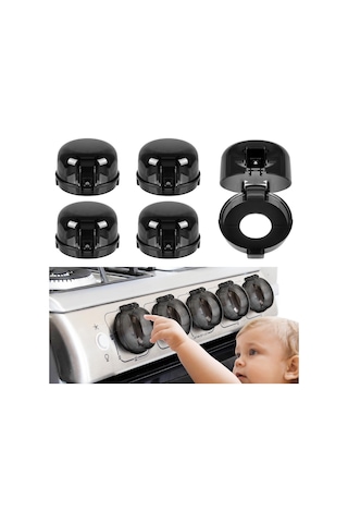 Gajeena Çocuk Ve Evcil Hayvan Korumalı Ocak Düğme Kapakları 5 Adet , Evrensel Boyut, Isı Dayanıklı 248 F , Slipless Tutuş, Sade Siyah Tasarım Çok Renkli