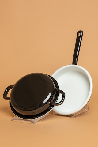 Velluto Nero 2 Li Kulplu Ve Saplı Siyah Sahan Seti Siyah