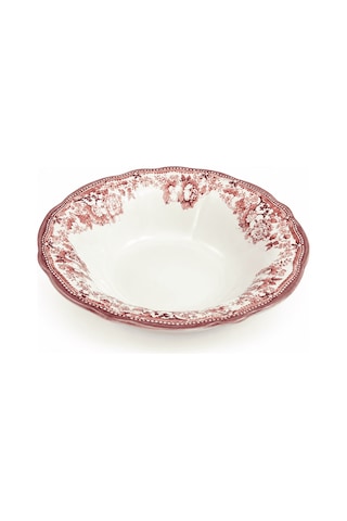 Porser Porselen Velour Maroon Fulya Bowl Kase 26cm Tekli Çok renkli