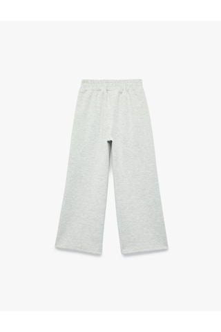 Koton Beli Lastikli Viskon Karışımlı Cepli Geniş Paça Pantolon Gri Melanj 7wkg40097ak