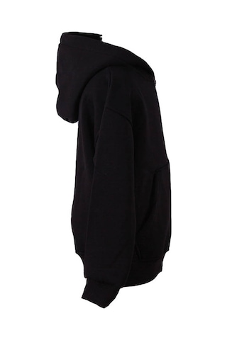 Trender Fermuarlı Kapüşonlu Siyah Kız Çocuk Sweatshirt 3 İp Şardonlu Basic SiYAH