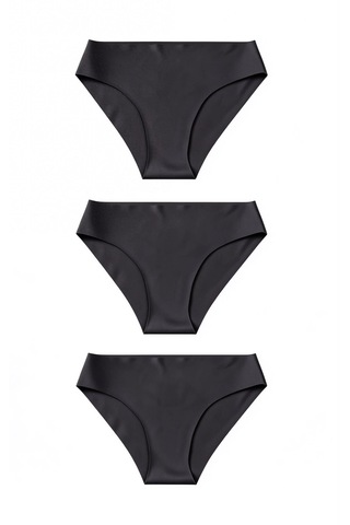 Skin Verse Lazer Kesim Pamuklu Bikini Külot 3'lü Set Siyah