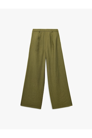 Koton Crinkle Kumaş Cepli Düz Bol Paça Palazzo Pantolon Haki 5sak40093ew Haki