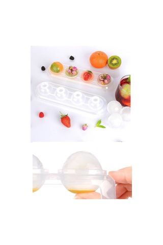 Periboia Silikon Tabanlı 4 Bölmeli Şeffaf Buz Kalıbı Yuvarlak Buz Renkli