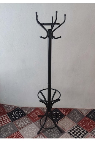 Metal Portmanto Siyah Ayaklı Askılık Siyah