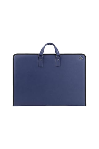 40x55 Cm Suni Deri Saplı Ve Askılı Resim Proje Çantası Lacivert 35x50 Cm Uyumlu, Cepli