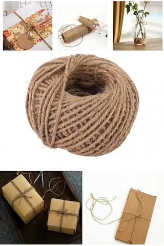 Jüt Kendir Ip Hediye Paketleme Ve Süsleme Ipi 100 Gram 1 Adet Urgan Kahverengi Hasır Ip