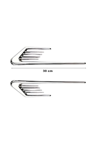 Araç Ventil Çamurluk Üstü Izgara Süsü Çamurluk Ventili 30 Cm 2 Parça Bantlı Nikelaj Yapıştırma