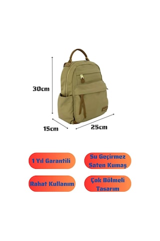 Bolsas Saten Kumaş Kadın Sırt Çanta Bej 1045 Bej