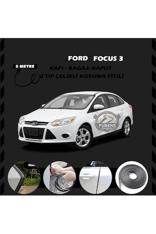 Ford Focus 3 Oto Araç Kapı Koruma Fitili 5metre Parlak Siyah Renk