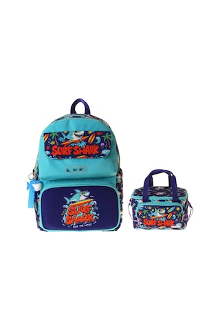 Kaukko Kids Surf Erkek Çocuk Yeşil - Lacivert İlkokul Sırt Çantası Ve Beslenme Çanta Seti - Setkk-l5354b Çok Renkli