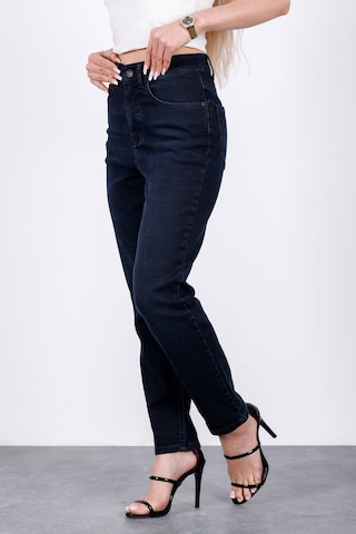 HLT Jeans Lacivert Kadın Mom Jean Yüksek Bel Likralı Esnek Kot Pantolon Anna-2076