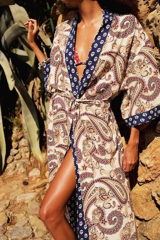 Defacto Regular Fit Kuşaklı Etnik Desenli Pamuklu Kimono-fall İn Love D0456ax25spnv247 Lacivert