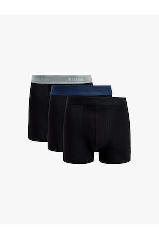 Koton Pamuklu Beli Baskı Detaylı 3 Lü Boxer Seti Siyah 7wlm90021mk