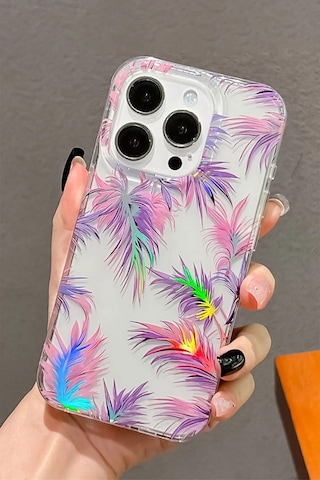 İphone 15 Pro Max Uyumlu Kılıf Solmayan Imd Baskı Desenli, Şeffaf Tpu+pc Botanik Kapak