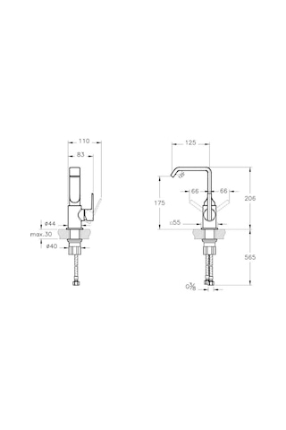VitrA Suit Yandan Kumandalı Lavabo Bataryası Krom A42616