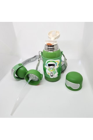 Shotay St-8812 Space 600ml Çift Başlık Kapak Termos Matara Yeşil
