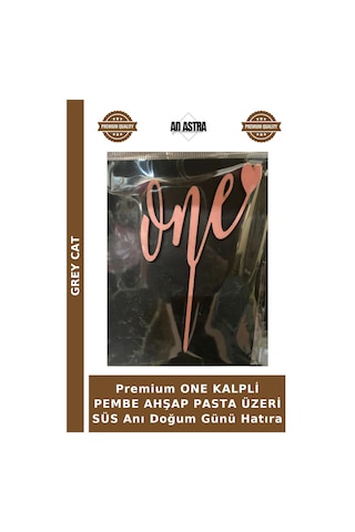 Premium One Kalpli Pembe Ahşap Pasta Üzeri Süs Anı Doğum Günü Hatıra