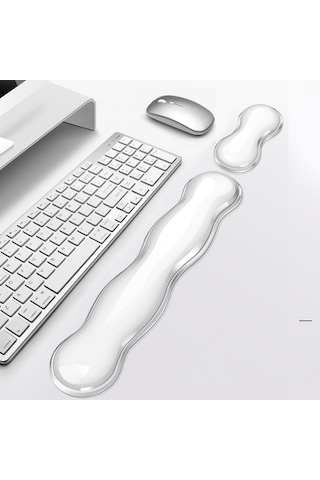 Soğuk Silikon Klavye Bilek Desteği Mouse Pad Bilek Yorgunluğunu Giderir, Özellik: Büyük Yeşil