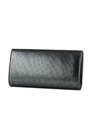 Erkan Saçmacı Antrasit Kristal Taşlı Zincir Askılı Manyetik Kapaklı Abiye El Çantası Antrasit