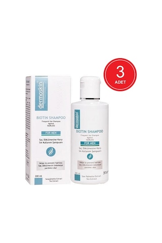 Dermoskin Erkekler için Saç Dökülmesine Karşı Biotin Şampuan 3 x 200 ML