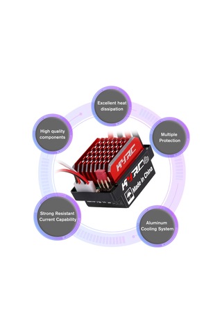 Youtek 1/10 Rc Araba İçin 60a Çift Yönlü Fırçalı Esc, Fren Ve Xt60 Şarj Bağlantısı, Isı Dağıtımı Ve Koruma Fonksiyonları