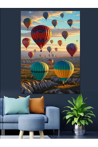 Ahşap Tablo Kapadokya Balon Turu Manzarası