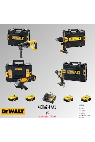 Dewalt DCH133NT + DCD805NT + DCG407NT + DCF887NT 4 Adet 5 Amper Akü + Şarj Aleti Set