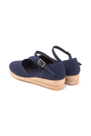 Star Tombis Gerçek Elişi Hasır 3cm Topuklu Bantlı Günlük Kız Çocuk Espadril Handmade Lacivert