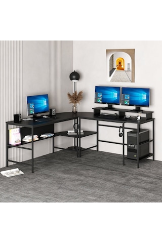 Minarmobilya Minar Greta L Köşe Çalışma Masası - Mat Siyah