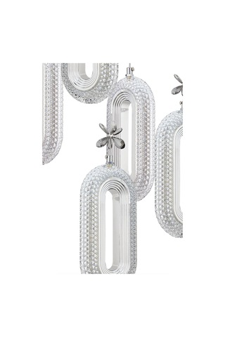 Led Alfa 5'li Gümüş 3 Renk Ledli Kristal Taşlı Modern Led Avize Krom