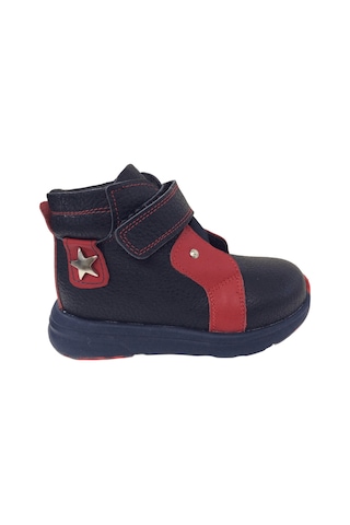 Ortopedikal1001 Ridente Lacivert Kırmızı Bebe Erkek Çocuk Bot % 100 Deri Lastik Vetek Cırtlı Lacivert-kırmızı