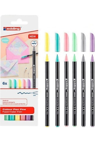 Edding 6Lı Set Pastel Renkler 1200 Ince Uçlu Keçeli Kalem Grafik Kalemi