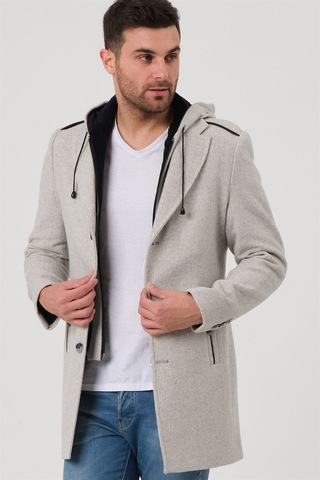 Plt8406 Dewberry Erkek Palto-Desenli Bej-Desenli Bej