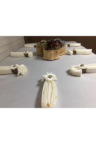 Finezza Kristal Monoray Kumaş Krem Sofra Takımı 8 Kşl. 160X220 Cm