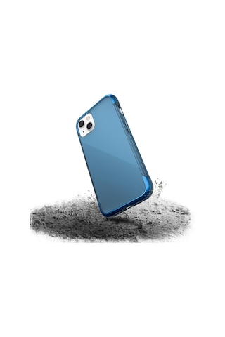 Apple Uyumlu iPhone 13 Kılıf Raptic Air Serisi Airbag Tasarımlı Metal Köşelikli Şeffaf Kapak Mavi
