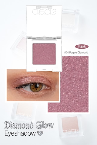 Cre'ars Yoğun Işıltılı Jel Yapılı Tekli Far Diamond Glow Eyeshadow 01 Purple Diamond
