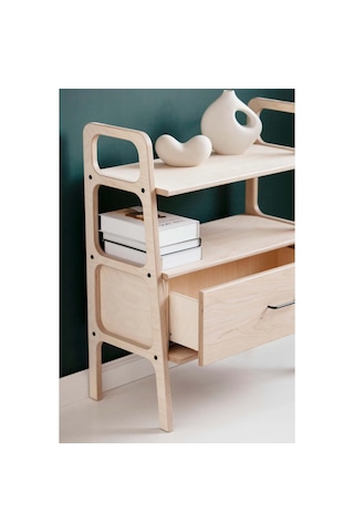 Woodesk Boulder, Ahşap Çekmeceli Kitaplık, 90x75 Natural Renk