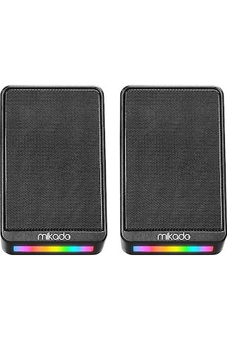 Mikado MD-178 2.0 3W 2 Siyah RGB Aydınlatmalı USB + 3.5 MM USB 5V Hoparlör