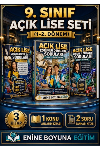 9. Sınıf Açık Lise Seti 1. Ve 2. Dönem Zorunlu Dersler 3 Kitap