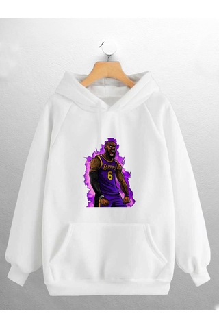 Macklin Unisex Kadın Erkek Lakrs Basket Baskılı Sweatshirt Beyaz Mck0808 Beyaz
