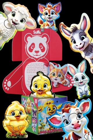Sims Puzzle Bebekler İçin İlk Puzzle Yapboz Baby Çiftlik - 1 Yaş Üstü Montessori Eğitici Oyuncak
