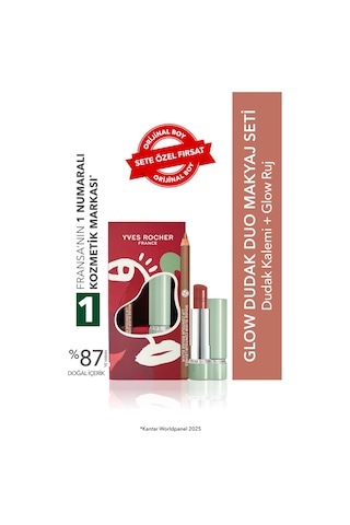 Yves Rocher Glow Dudak Duo Makyaj Seti - Dudak Kalemi -bej Kahve & Glow Ruj - Kahve